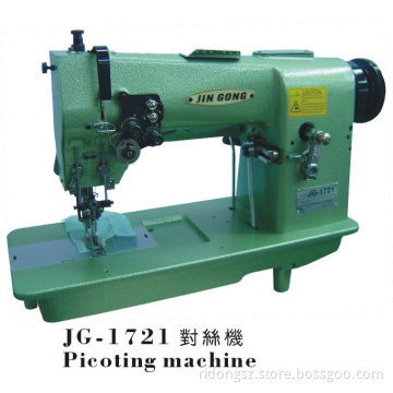 Double needle picot stitch machine with cutter